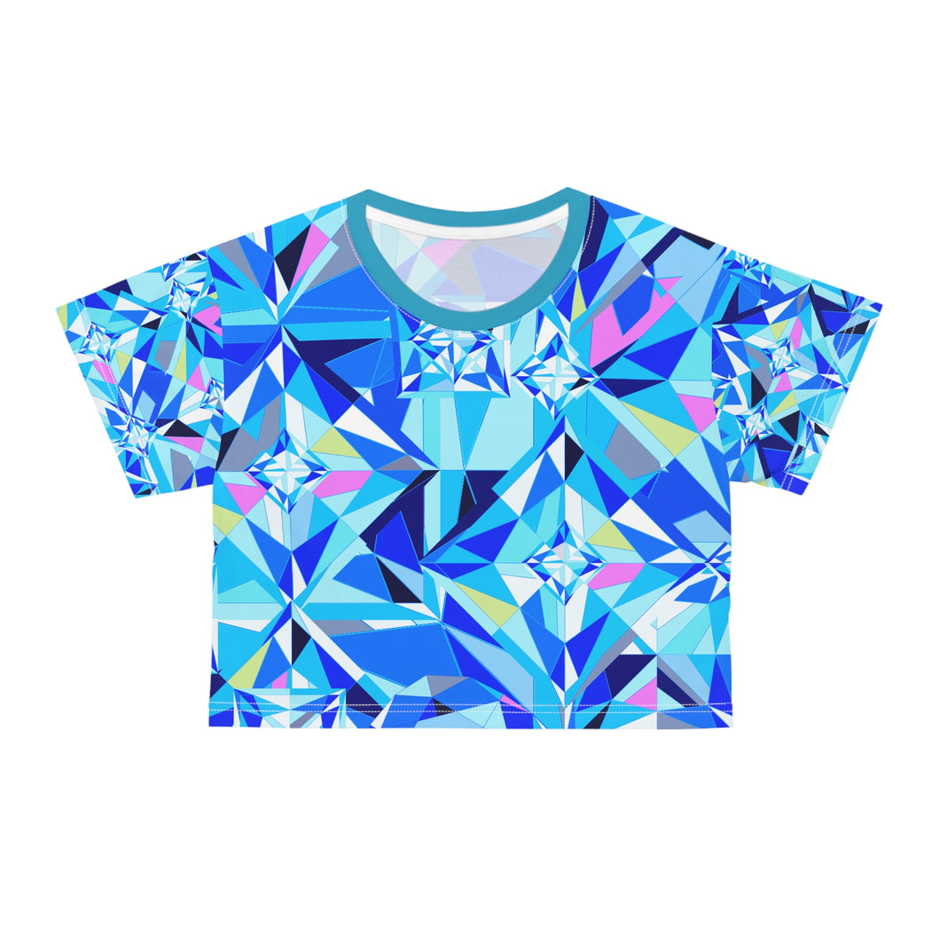 DIAMOND DRIP Crop Tee - Azure Aura
