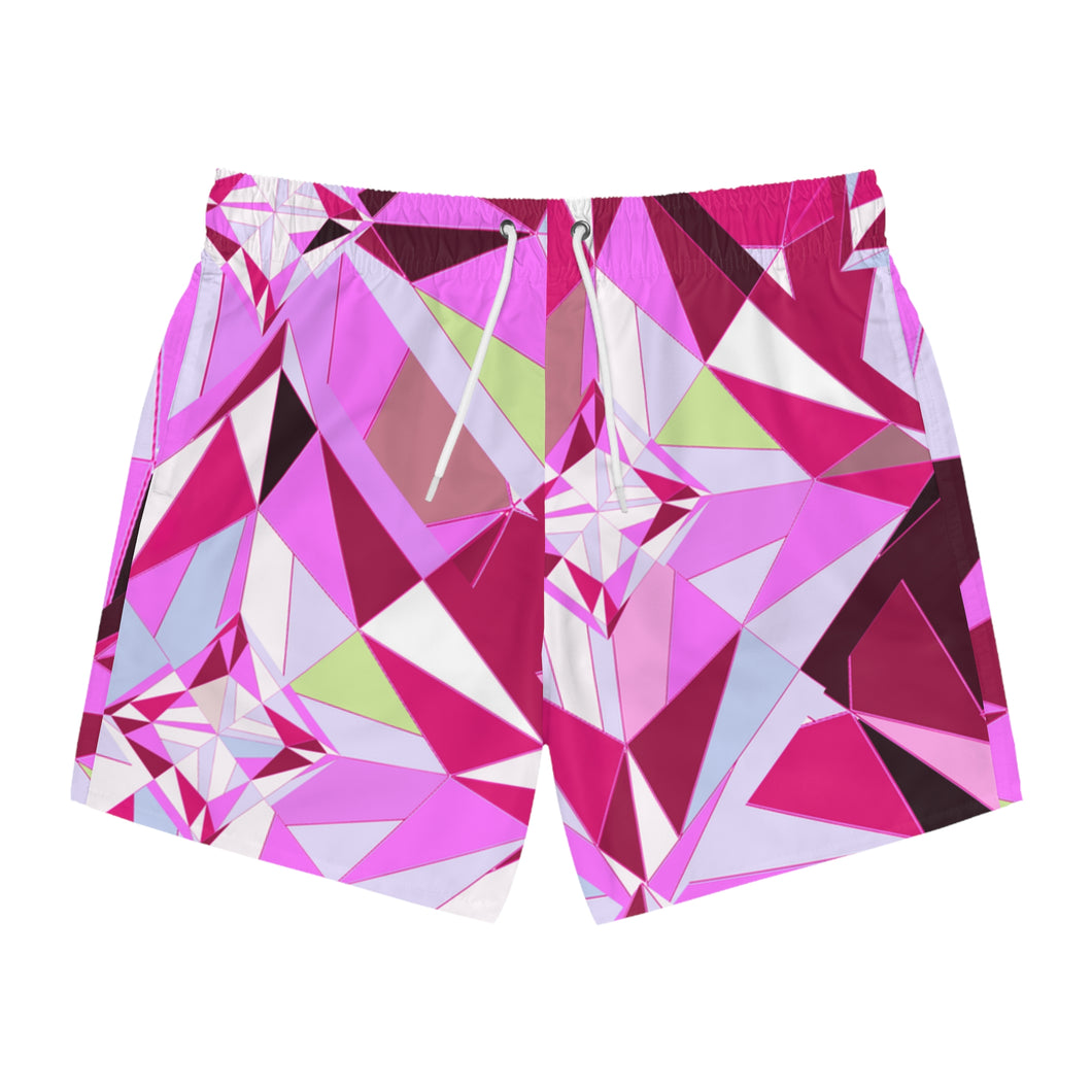 DIAMOND DRIP Swim Trunks - Rose Quartz Radiance