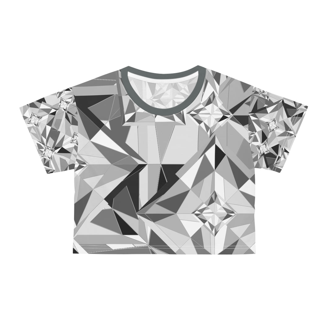DIAMOND DRIP Crop Tee - Monochrome Moonstone