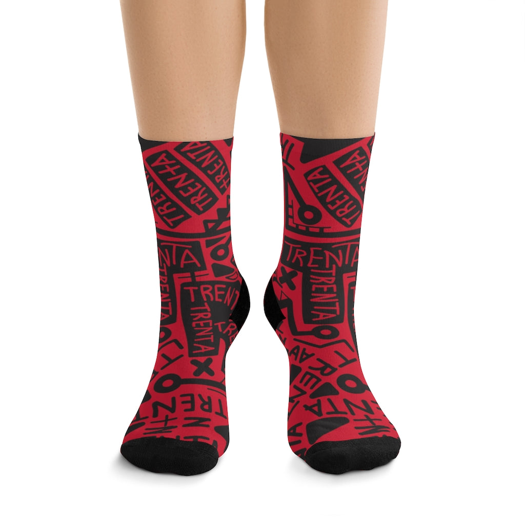 TRENTA Print Socks - Crimson Queen